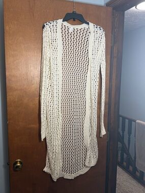 Say What? Open Net Knit Cream Top